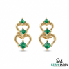 Princess Cut Emerald Heart Earrings in Gold – Romantic Jewelry