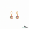 Multi-Color Sapphire & Diamond Disc Drop Hoop Earrings - Rainbow Gemstone Fine Jewelry for Women