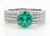 Round Natural Emerald and Diamond Multi-Row Band Engagement Ring in 14K Gold Handmade Fine Gold Jewelry
