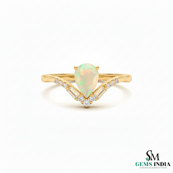 Doppelter Smaragd-Ring in offenem Design aus 14 Karat Gold – Band mit quadratisch und rund geschliffenen grünen Edelsteinen