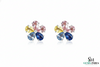 Multicolor Sapphire & Gemstone Flower Stud Earrings – Floral Diamond Accent Earrings for Women