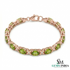 Natural Oval Peridot Bracelet with Diamond Flower Links for Women – August Birthstone Jewelry