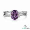 Oval Amethyst Criss Cross Ring in Gold with Diamond Accents