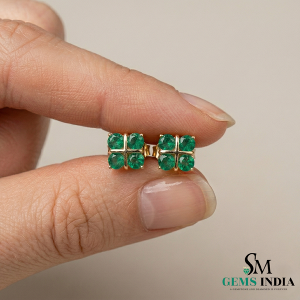 Minimal Emerald Stud Earrings in 14K Gold – Everyday Fine Jewelry