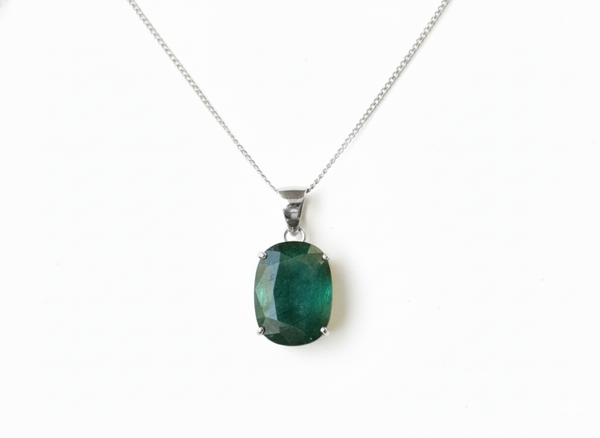10.40 Carat Natural Emerald Pendant: 14k Gold Cushion Cut Gemstone