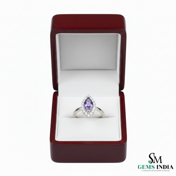 Natural Marquise Cut Tanzanite Ring with Diamonds – Fine Gold Jewelry