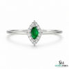 Marquise Cut Green Emerald Halo Ring with Diamond Accents – Vintage Style Fine Jewelry