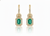 Elegant Emerald cut Natural Emerald Halo Drop Earrings in 14K Yellow Gold Geometric Design
