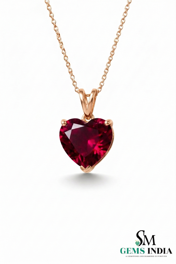 Heart Cut Red Ruby Pendant Simple Solitaire Ruby Pendant for Women