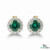 Natural Emerald and Diamond Halo Stud Earrings – Fine Gold Jewelry