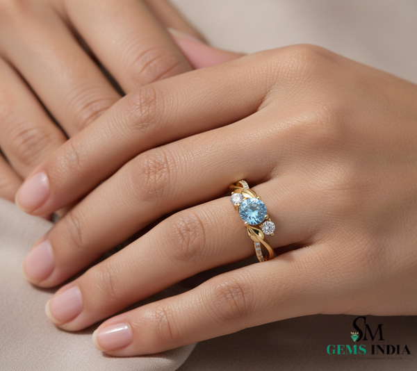 Elegant Fine Aquamarine Diamond Infinity Band - Gemstone Jewelry