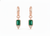 Emerald cut Natural Emerald Green Stone Dangle Earrings Diamond Accent Dangles