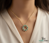 Timeless Oval Emerald & Diamond Circle Pendant – Fine Gold Jewelry