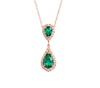 4 carat Double Pear Emerald and Diamond Halo Pendant in 14K Gold Gift for her