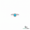 Turquoise Halo Ring With Diamond Accent Band – Elegant Fine Jewelry