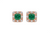 Octagon Natural Emerald & Diamond Halo Stud Earrings in 14k gold