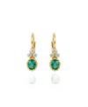 2.10 carat Oval Natural Emerald Dangle Earrings with Diamond Cluster 14K Gold Gift for Her