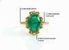 Oval shape Natural Emerald Cabochon with Diamond Band 18K Gold Ring 5 carat wedding Gift Ring