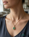Vintage Style Emerald Cut Green Emerald Diamond Pendant