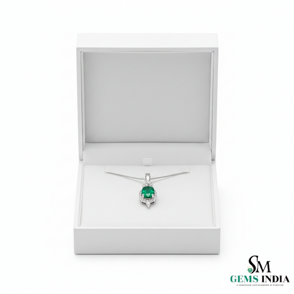 Elegant Oval Emerald and Diamond Pendant - Fine Jewelry For Women