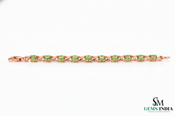 Oval Peridot Tennis Bracelet - Elegant Green Stone Jewelry