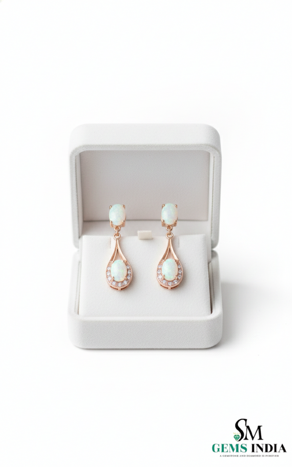 Classic Oval Opal Hanging Earrings – Vintage Inspired Opal earrings for her