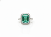 Luxury Natural Emerald Cut Natural Emerald Gemstone Ring with Diamond 4.50 carat Classic Engagement Ring