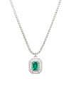 2.50 carat Green Emerald Diamond Halo Necklace With Luxury Emerald-Cut Pendant Anniversary gift