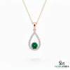 Emerald Teardrop Halo Pendant in 14k Gold emerald jewelry for women