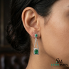 Luxury Emerald cut Emerald and Diamond Dangle Earrings – 14K Gold Statement Jewelry