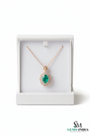 Natural Oval Emerald Diamond Halo Pendant - Fine Emerald Jewelry for Women