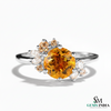 Round Orange Citrine Floral Ring with Diamond Accents in 14k and 18k Gold