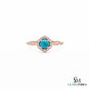 Round Turquoise Ring With Diamond Halo –Elegant Fine Jewelry