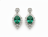 Oval shape Vintage style Natural Emerald & Diamond Drop Earrings in 14K Gold – Luxury Fine Jewelry