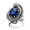 Oval Shape Blue Sapphire Snack Style Elegant Ring In 18k Solid Gold