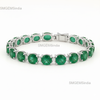 Classic Round Natural Emerald Tennis Bracelet with Diamond Accents
