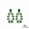 Pear Shape Emerald &; Diamond Drop Earrings in 18k Gold – Statement Jewelry