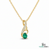 Natural Green Emerald Oval Pendant with Diamond Curve Design