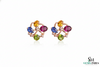 Luxury Multi-Stone Gold Stud Earrings with Diamond Accents
