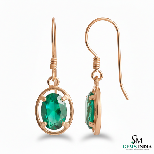 Natural Emerald Oval Drop Earrings – Gold Classic Everyday Fine Jewelry Earrings