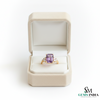 Emerald Cut Amethyst & Diamond Ring Gold Luxury Jewelry