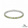 Elegant Emerald Cut Green Gemstone & Diamond Tennis Bracelet