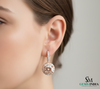 Round Cut Morganite Halo Earrings with Diamond Accents