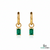 Emerald Cut Emerald Drop Hoop Earrings in Gold – Dainty Emerald Huggie Earrings
