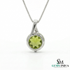 Round Peridot Pendant with Diamond Accent - Elegant Minimalist Birthstone Jewelry