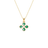 Pear shaped Natural Emerald and Diamond Four-Leaf Clover Pendant in 14K Gold Gift for her