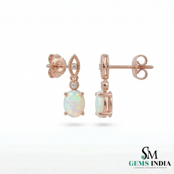 Vintage Inspired Opal Dangle Earrings for Women - Elegant Opal Jewelry