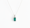 2.20 carat Emerald-Cut Natural Emerald Pendant Necklace in 14K Gold with Diamond Accents