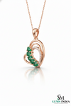 Oval shape Natural Emerald Diamond Heart Pendant - Fine Gemstone Jewelry