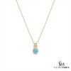 Classic Round Turquoise & Diamond Pendant – Luxury Statement Pendant Gift For Her